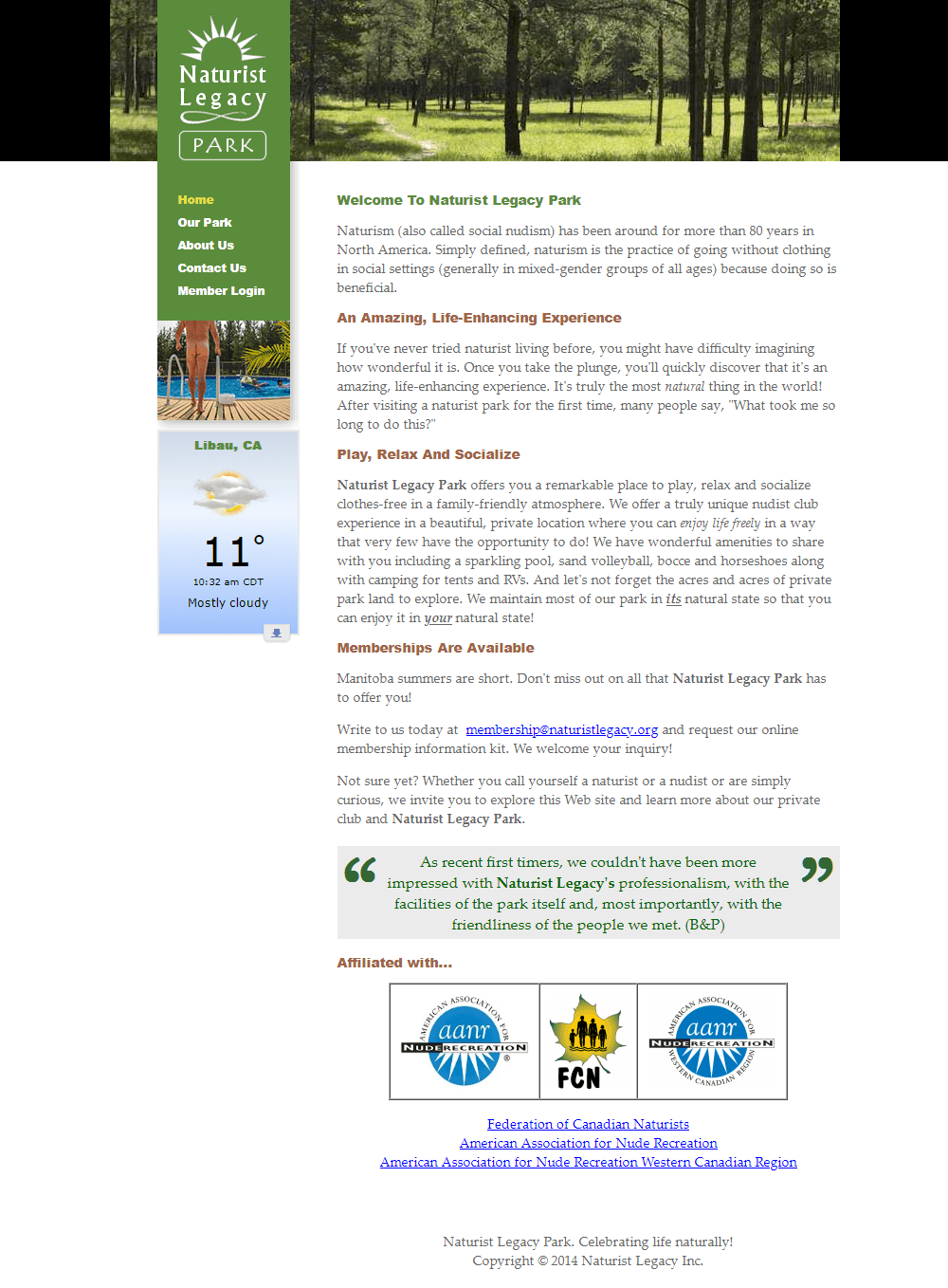 Naturist Legacy History: Their website in 2020